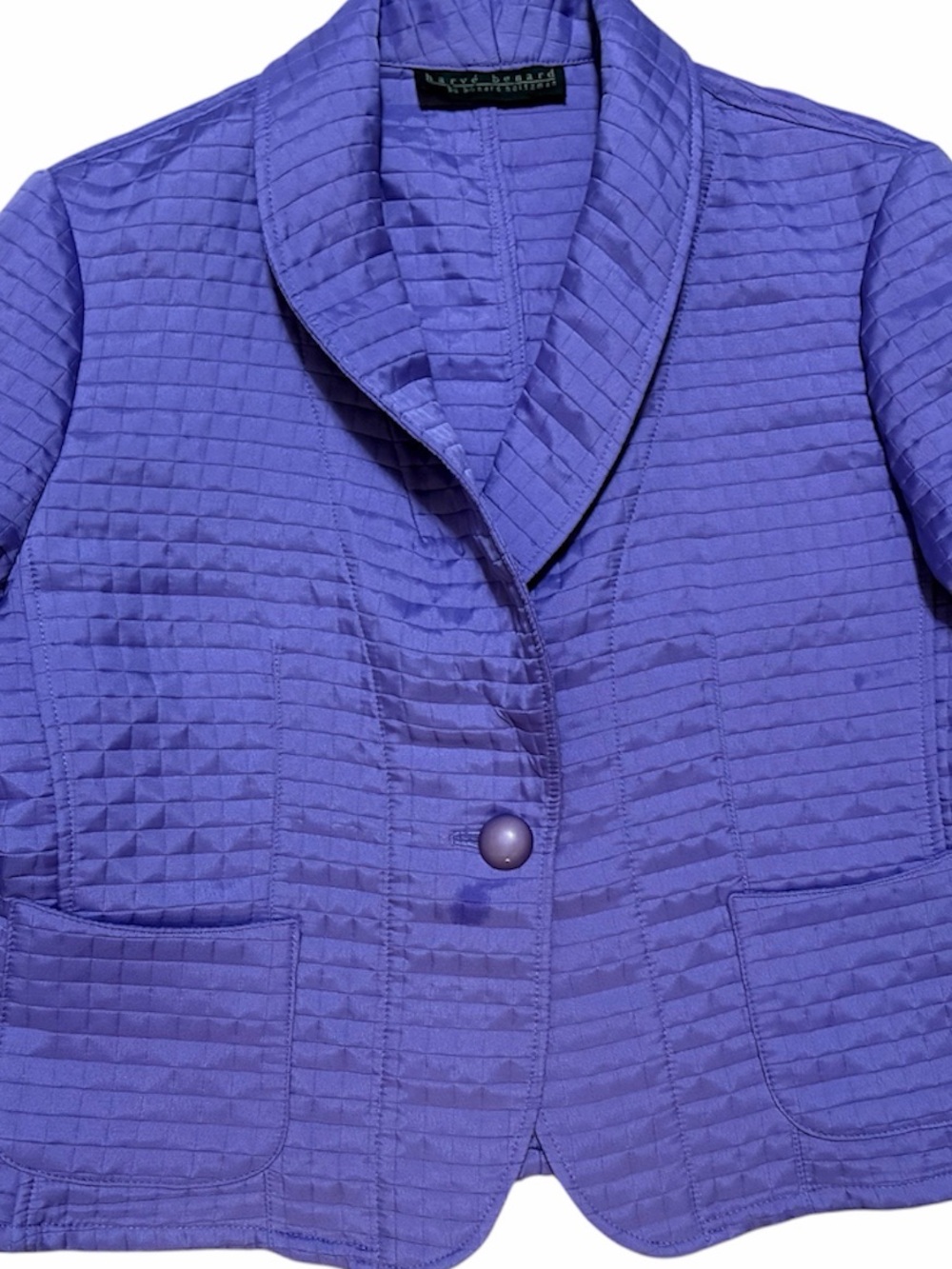 Harve Benard Purple Pleated Textured Blazer Jacket Art to Wear Retro Office Wear